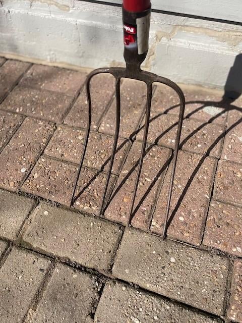 Polet Mestvork 4 tanden en lange Fiber steel (Zemst), Tuin en Terras, Hand-tuingereedschap, Zo goed als nieuw, Vork, Ophalen