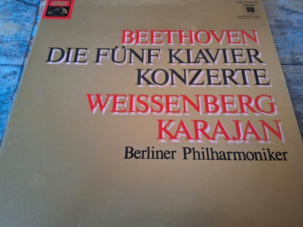 Beethoven / Karajan-Weissenberg - Die Fünf Klavier Konzerte, Ophalen of Verzenden, Romantiek, 12 inch, Kamermuziek