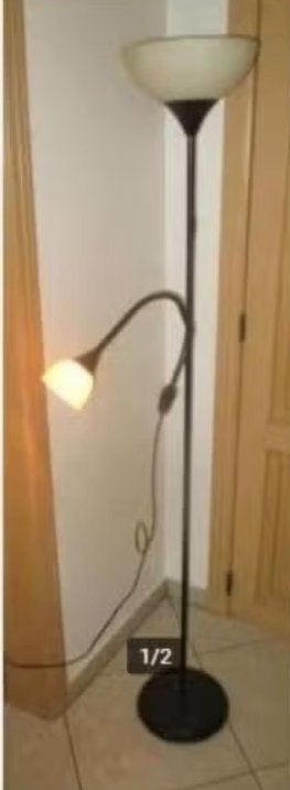 Leuke Retro Metalen Staande Lamp met leeslamp, Ophalen, Zo goed als nieuw, Kunststof