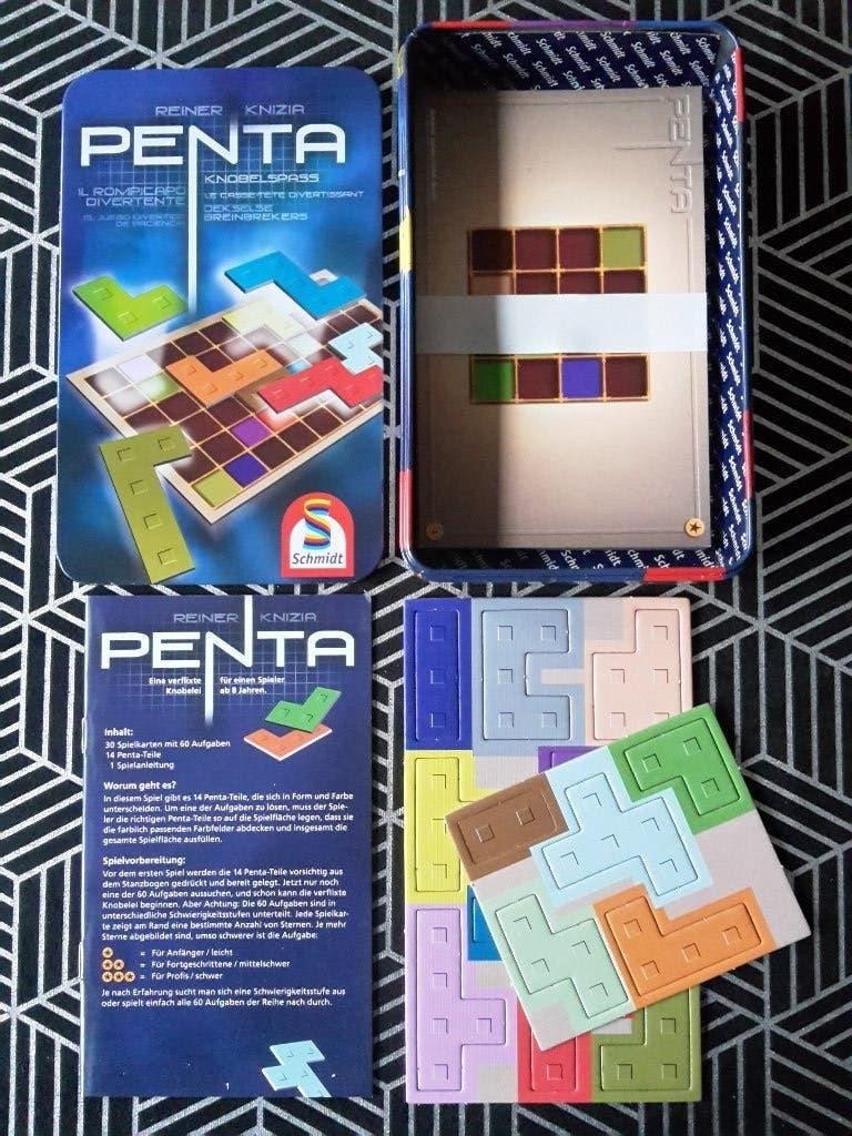 Nieuw spel Penta Tin Box, Knizia, solo, 8+, + 1 gratis promo, Neuf, Jeu de voyage, Enlèvement ou Envoi, Schmidt Spiele