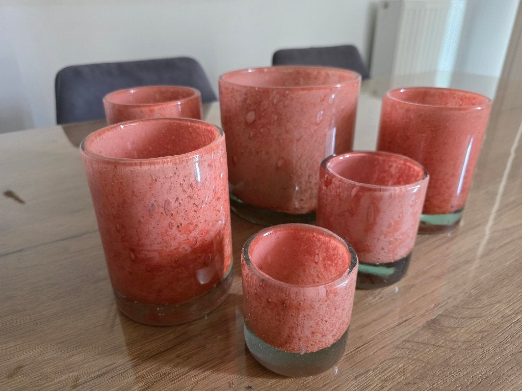 Mooie set kaarsenhouders, Huis en Inrichting, Woonaccessoires | Kandelaars en Kaarsen, Ophalen, Zo goed als nieuw, Glas, Kaars