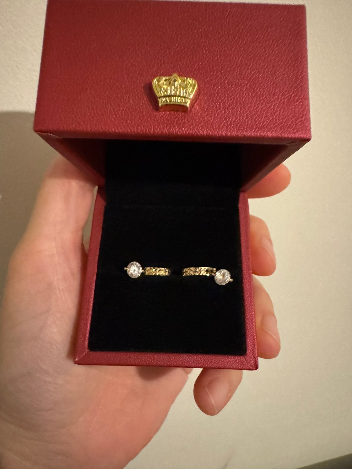 Goud oorbellen 14 k, Enlèvement, Comme neuf, Or