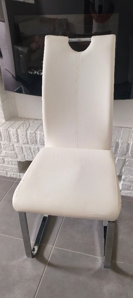 Chaises de salle à manger simili — 2 blanc + 4 gris foncé, Gris, Synthétique, Enlèvement, Modern