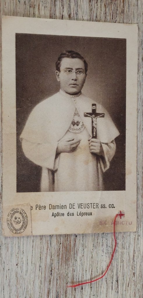 Lot Rare 2x Images Pieuses Canivet - Saint Père Damien, Verzamelen, Ophalen