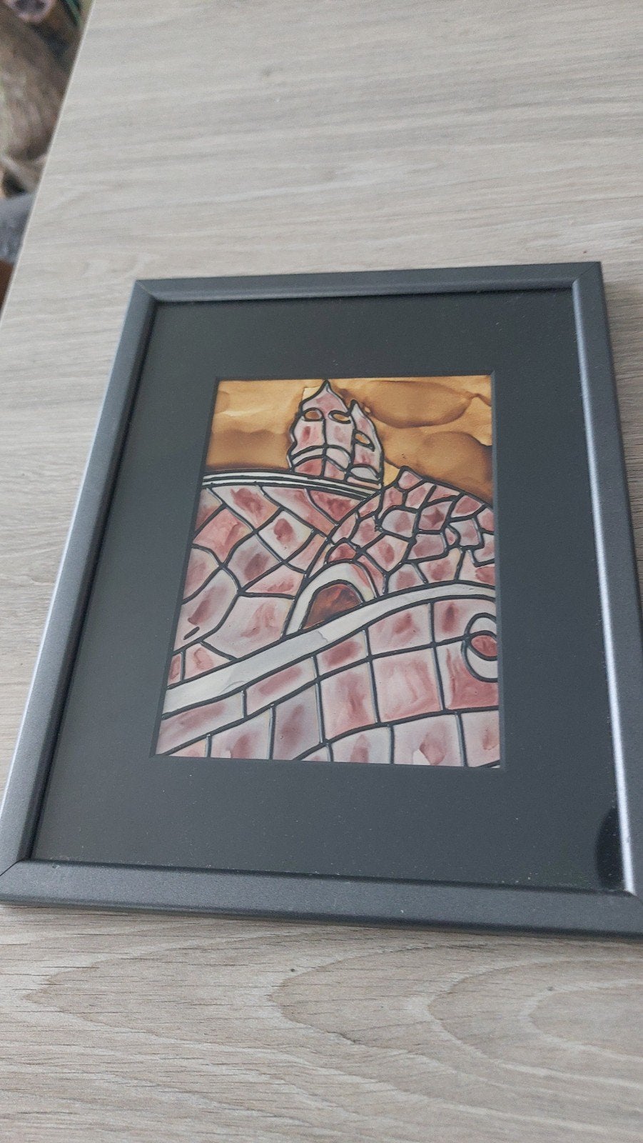 Uniek Kunstwerk in Gaudí-Stijl – Handgemaakt & Ingelijst, Ophalen of Verzenden