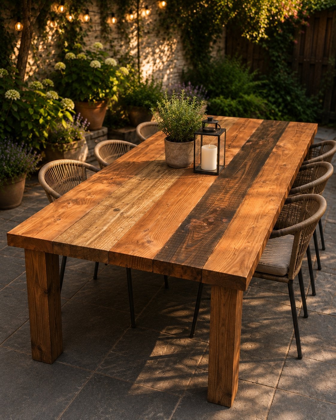 Houten tuintafel. Behandeld, Tuin en Terras, Tuintafels, Ophalen, Zo goed als nieuw, Rechthoekig, Hout