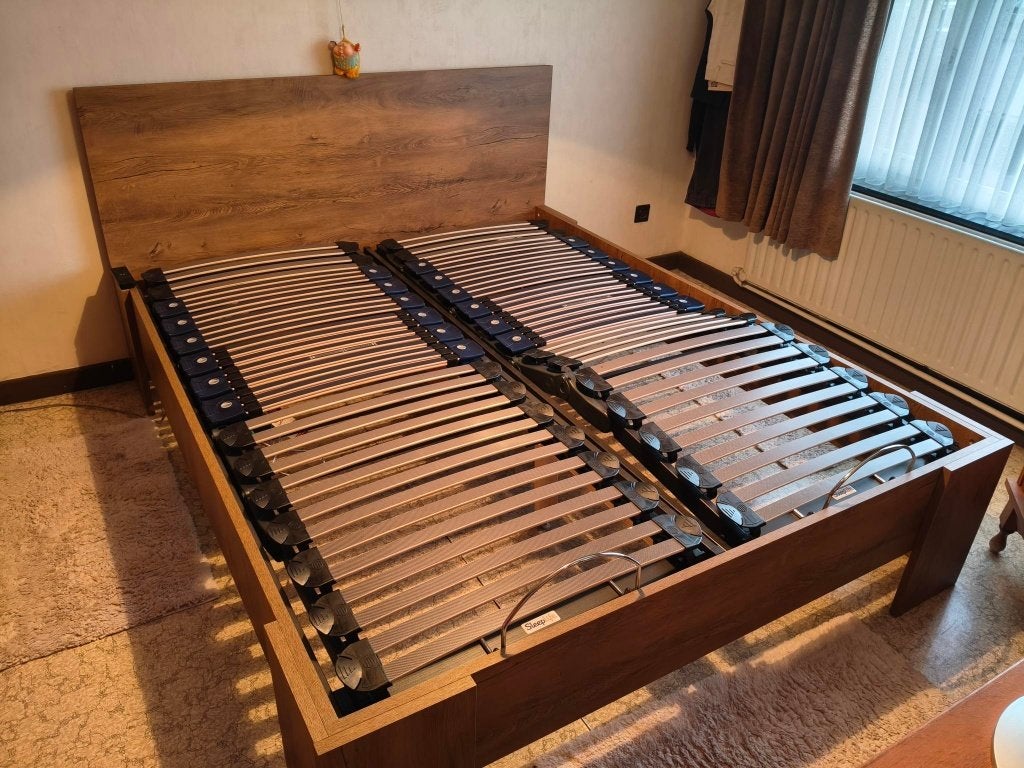 2-persoonsbed, Ophalen, Verstelbaar, Bruin, Tweepersoons