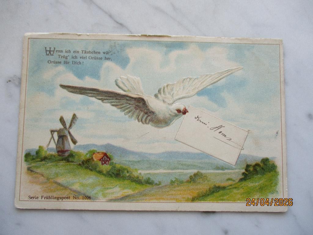 wensen duif brief molen meer bergen serie Frühlingspost 1903, Verzenden, Voor 1920, Gelopen, Feest(dag)