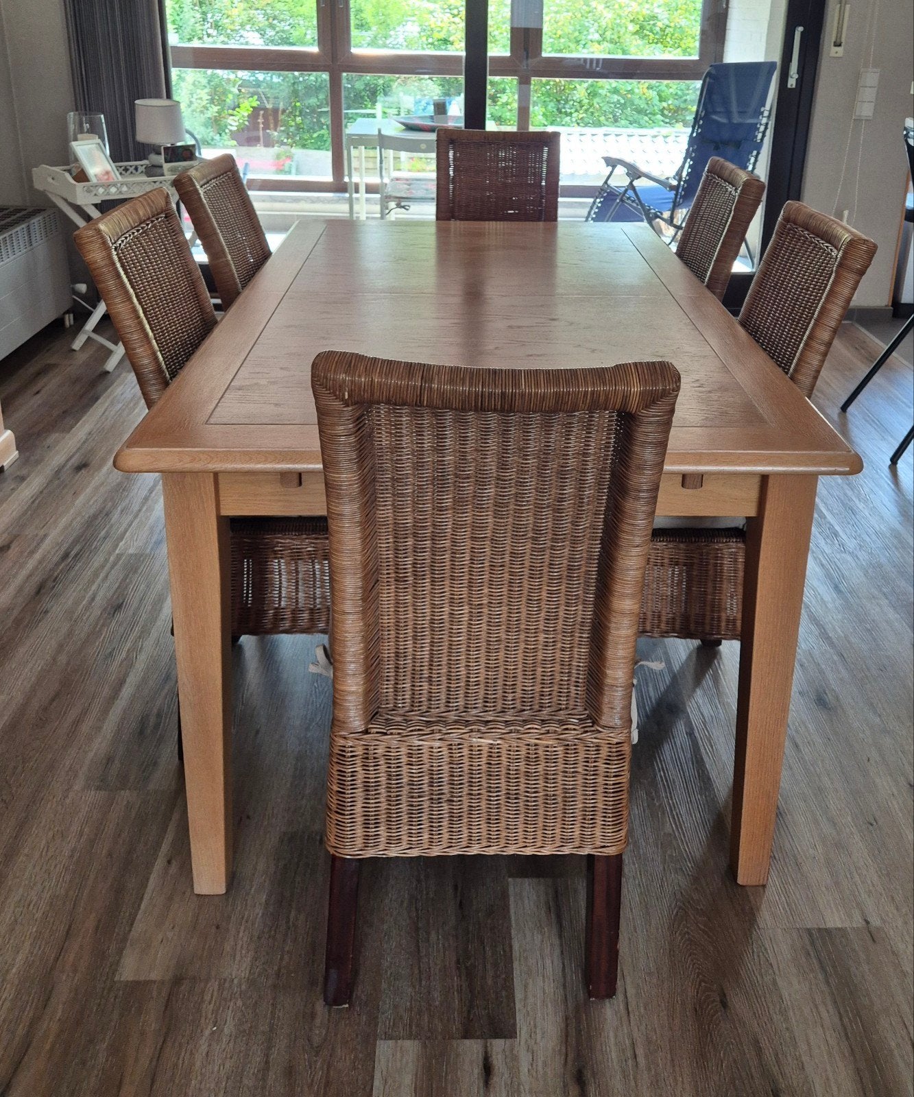 Rieten eetkamerstoelen, Osier ou Rotin, Klassiek, Comme neuf, Brun