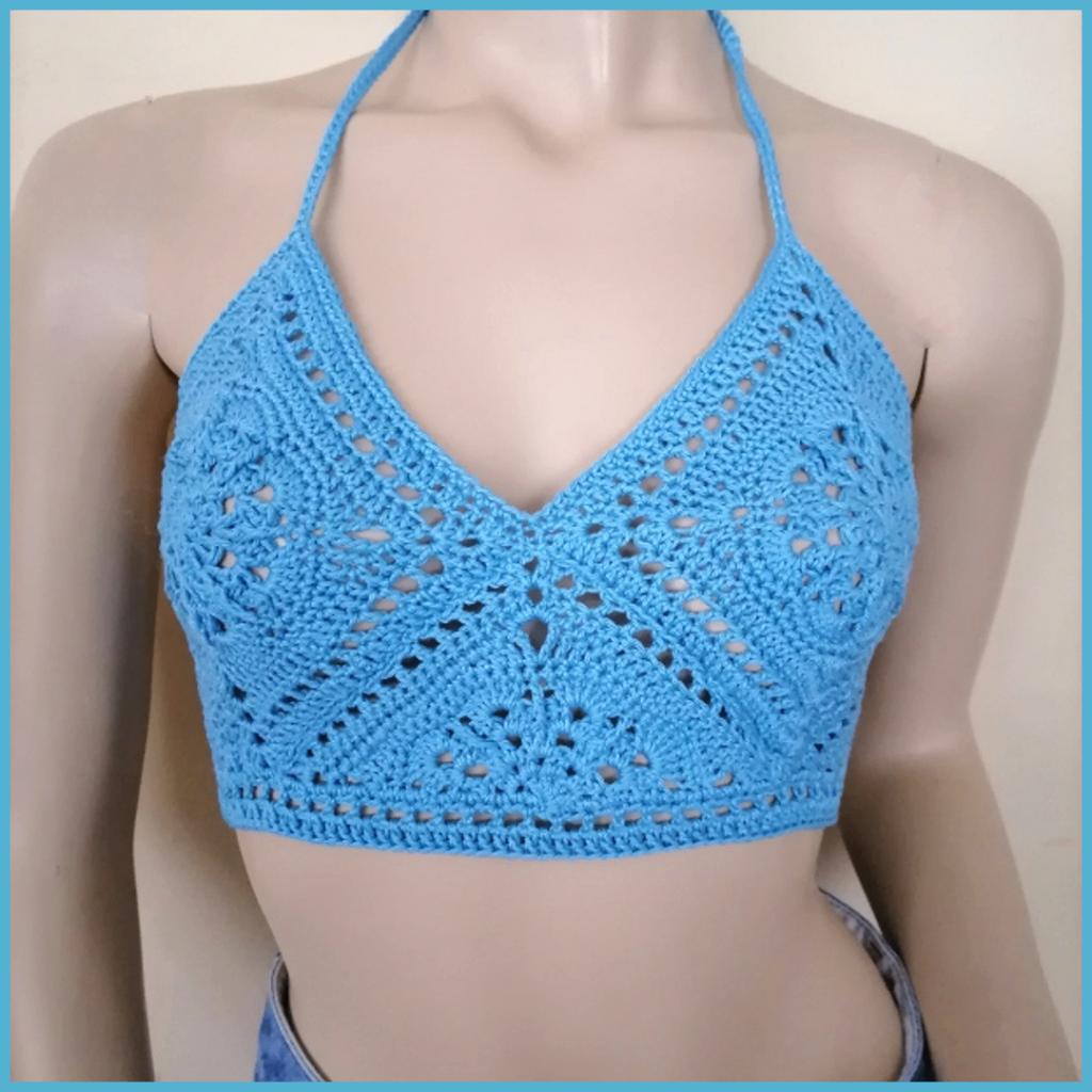 gehaakt zomer topje maat S, Kleding | Dames, Topjes, Nieuw, Verzenden, Blauw, Maat 36 (S)