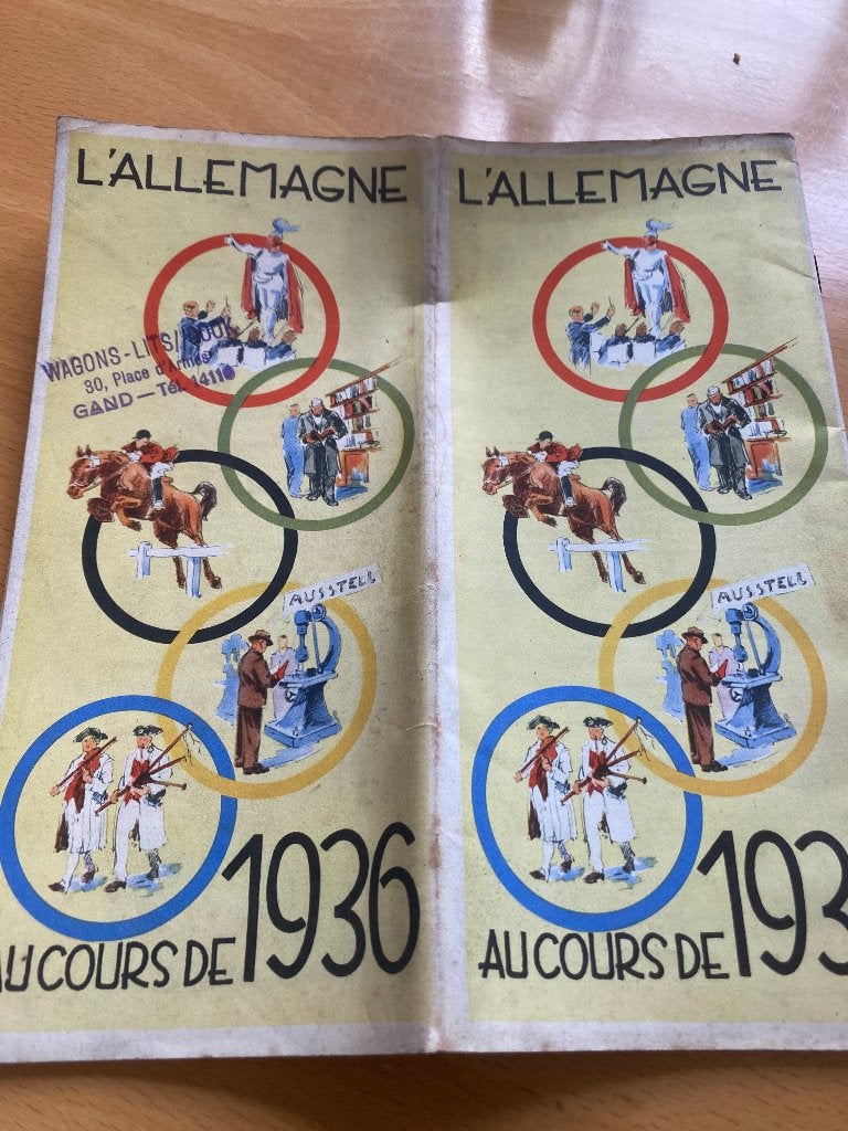 brochure Olympische Spelen Duitsland 1936, Gelezen, Folder, Diverse auteurs, Ophalen of Verzenden
