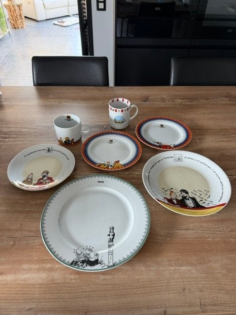 Lot vaisselle Tintin Moulinsart – 6 pièces – années 1990, Antiquités & Art, Enlèvement