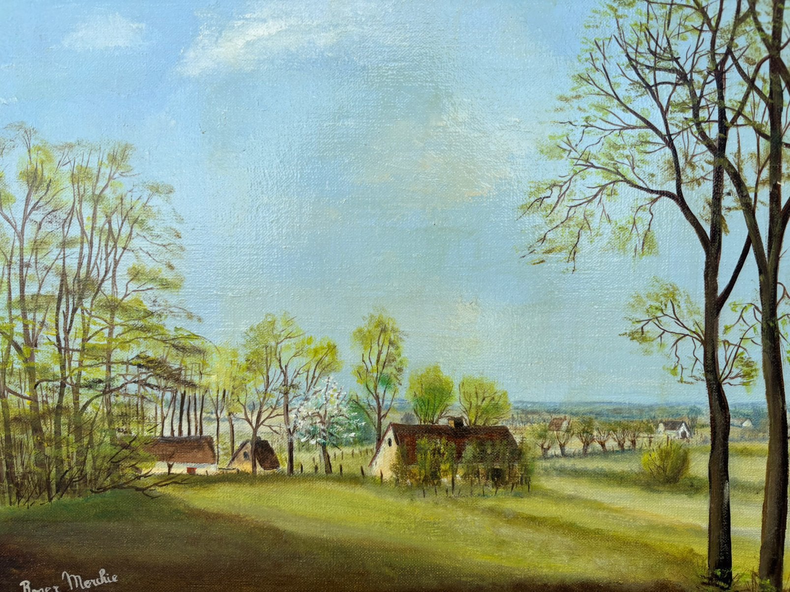 Tableau  paysage dans les Ardennes flamandes., Enlèvement ou Envoi, Peinture à l'huile, Paysage, Signé