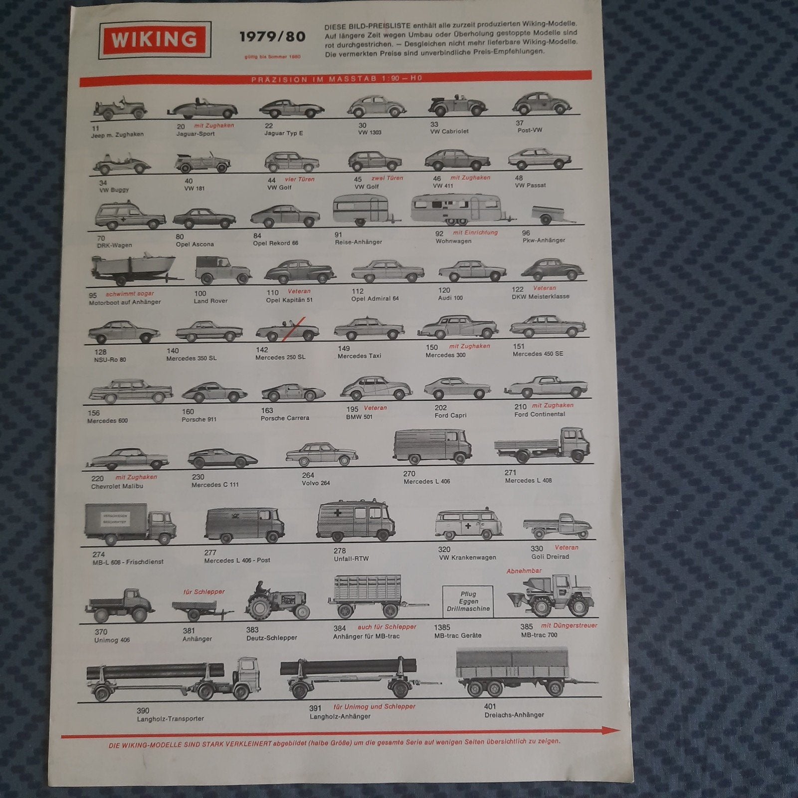 WIKING HO-scale ASSORTIMENT*VINTAGE 1979/1980* LEAFLET *, Ophalen, Auto, Wiking