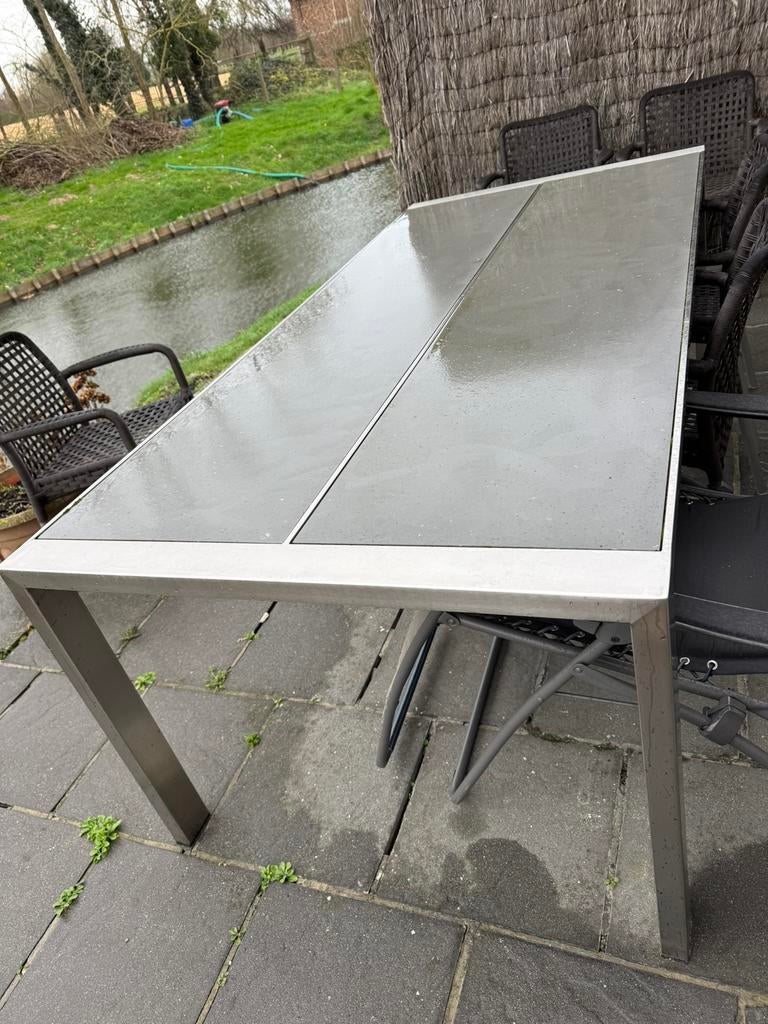 Tuintafel voor buiten. 6 zetelstoelen. 1 ligzetel., Tuin en Terras, Ophalen, Zo goed als nieuw, Aluminium