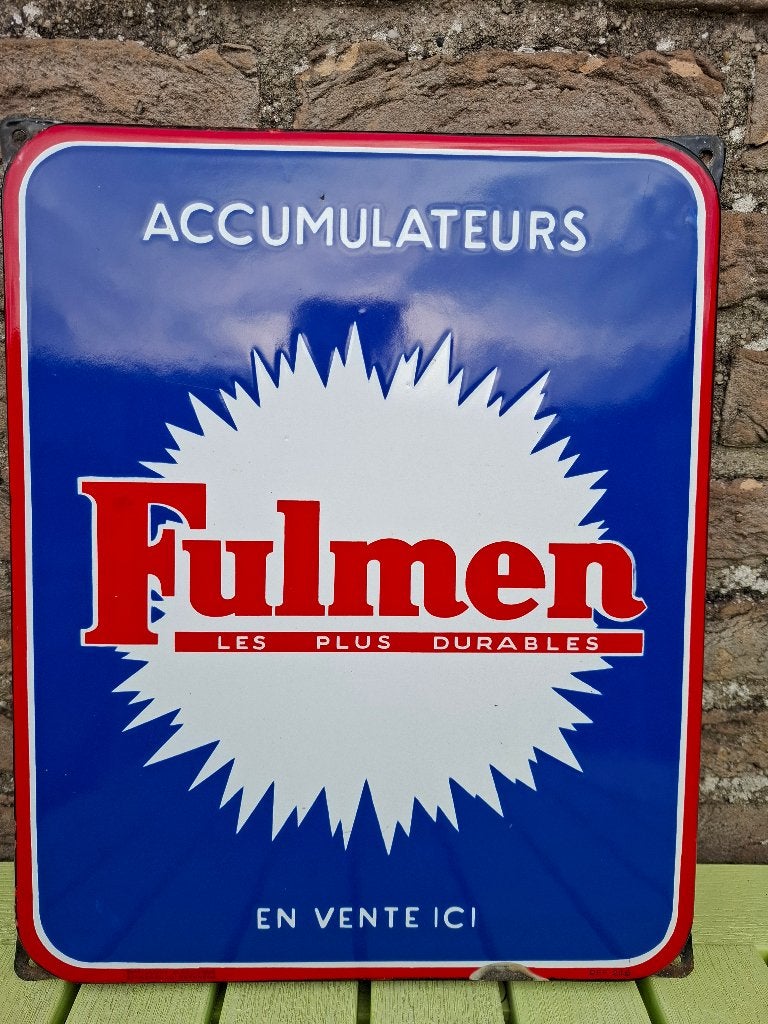 Plaque émaillée Fulmen rare, Enlèvement ou Envoi, Panneau publicitaire