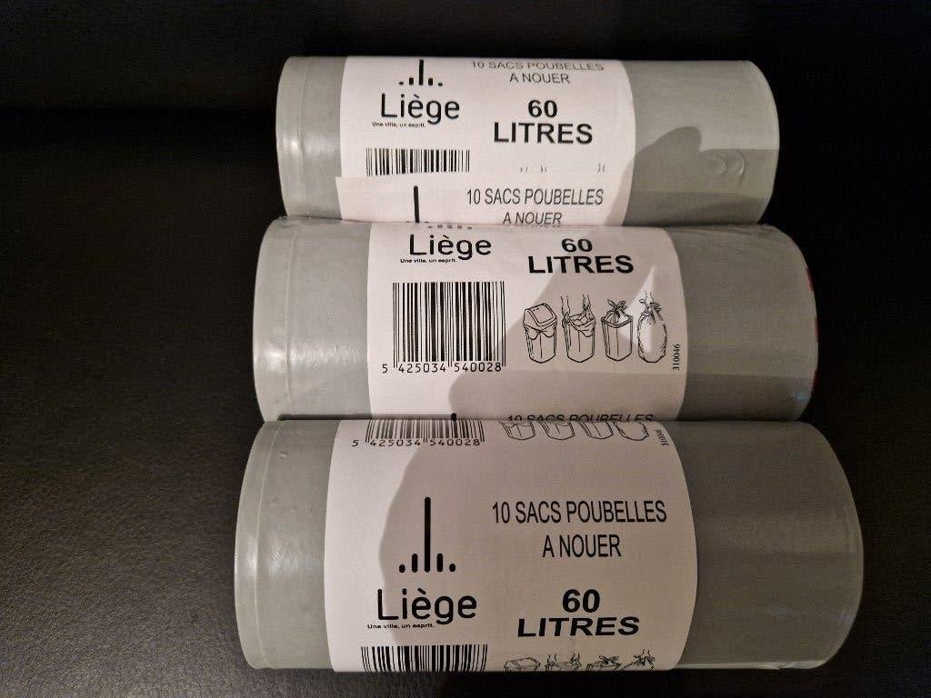 3x10 sacs 60L gris ville de Liège, Maison & Meubles, Accessoires pour la Maison | Poubelles, Enlèvement, Neuf