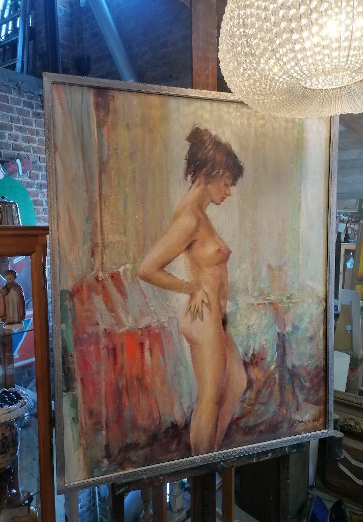 Ronald Ergo ,1936-, naakt , olie op doek 83 x 103 cm, Antiek en Kunst, Ophalen