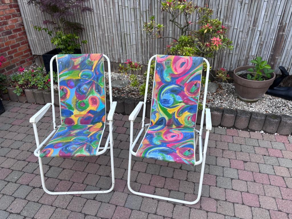 2 tuinstoelen., Tuin en Terras, Tuinstoelen, Ophalen, Gebruikt, Metaal, Inklapbaar