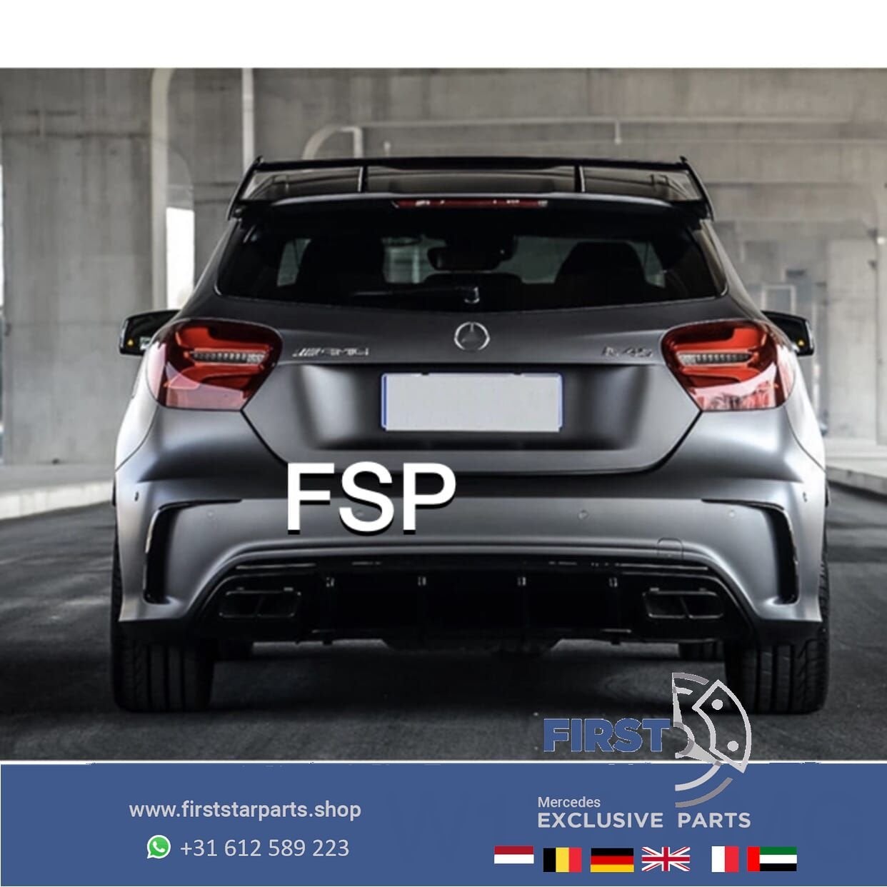 W176 FACELIFT ACHTERBUMPER AERO SPOILER SET L/R Meredes A KL, -, -, -