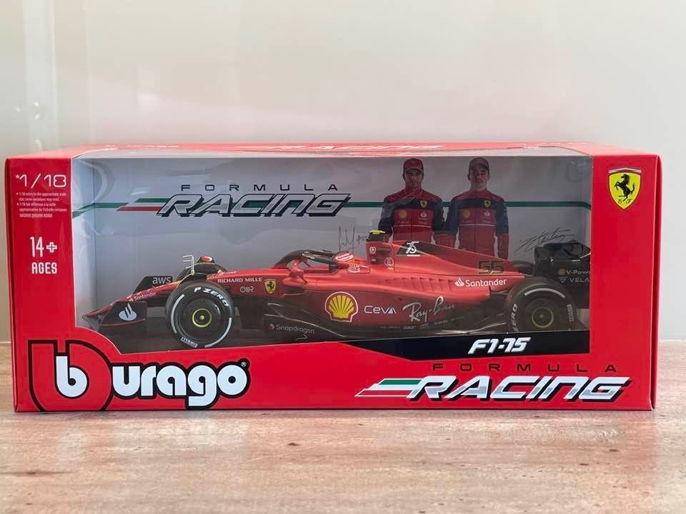 Ferrari F1 Bburago F1-75 2022 Carlos Sainz 1/18, Ophalen of Verzenden, Nieuw