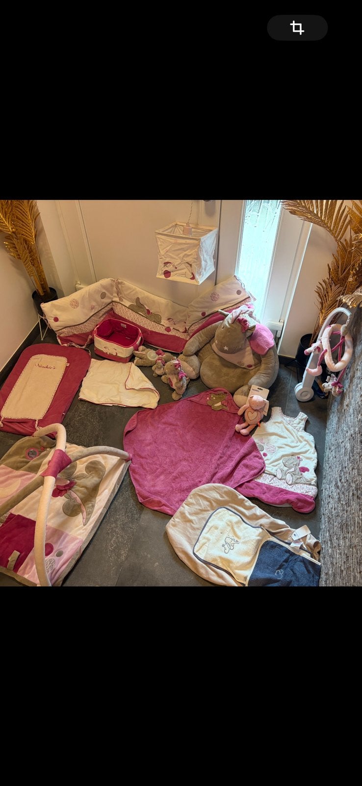 Ensemble Noukies chambre Lola et Victoria, Enfants & Bébés, Oreiller, Comme neuf, Enlèvement, Bleu