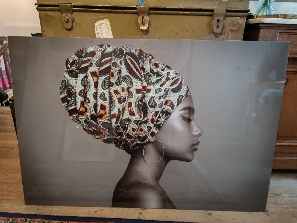 Bedrukte glasborden - Afrikaanse vrouwen, Antiek en Kunst, Ophalen