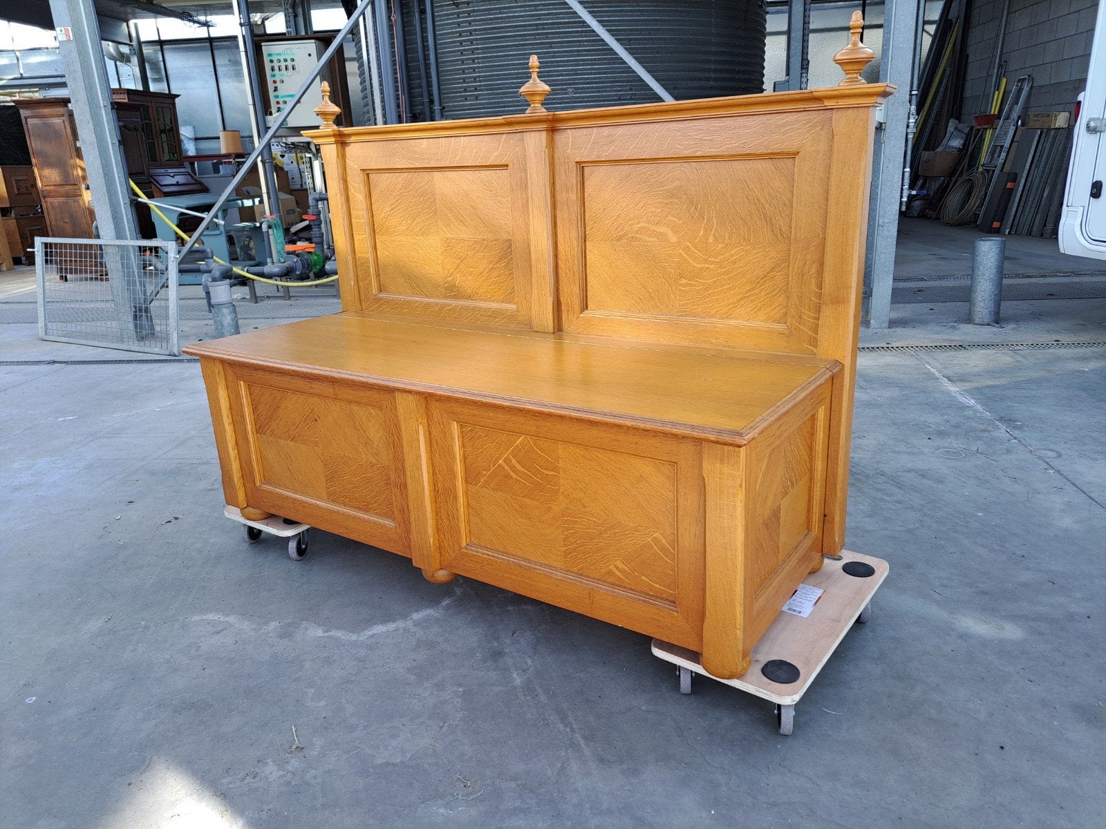 Prachtige Eiken Halbank / Kofferbank met Veel Opbergruimte, 50 tot 100 cm, Eikenhout, Ophalen of Verzenden, Zo goed als nieuw