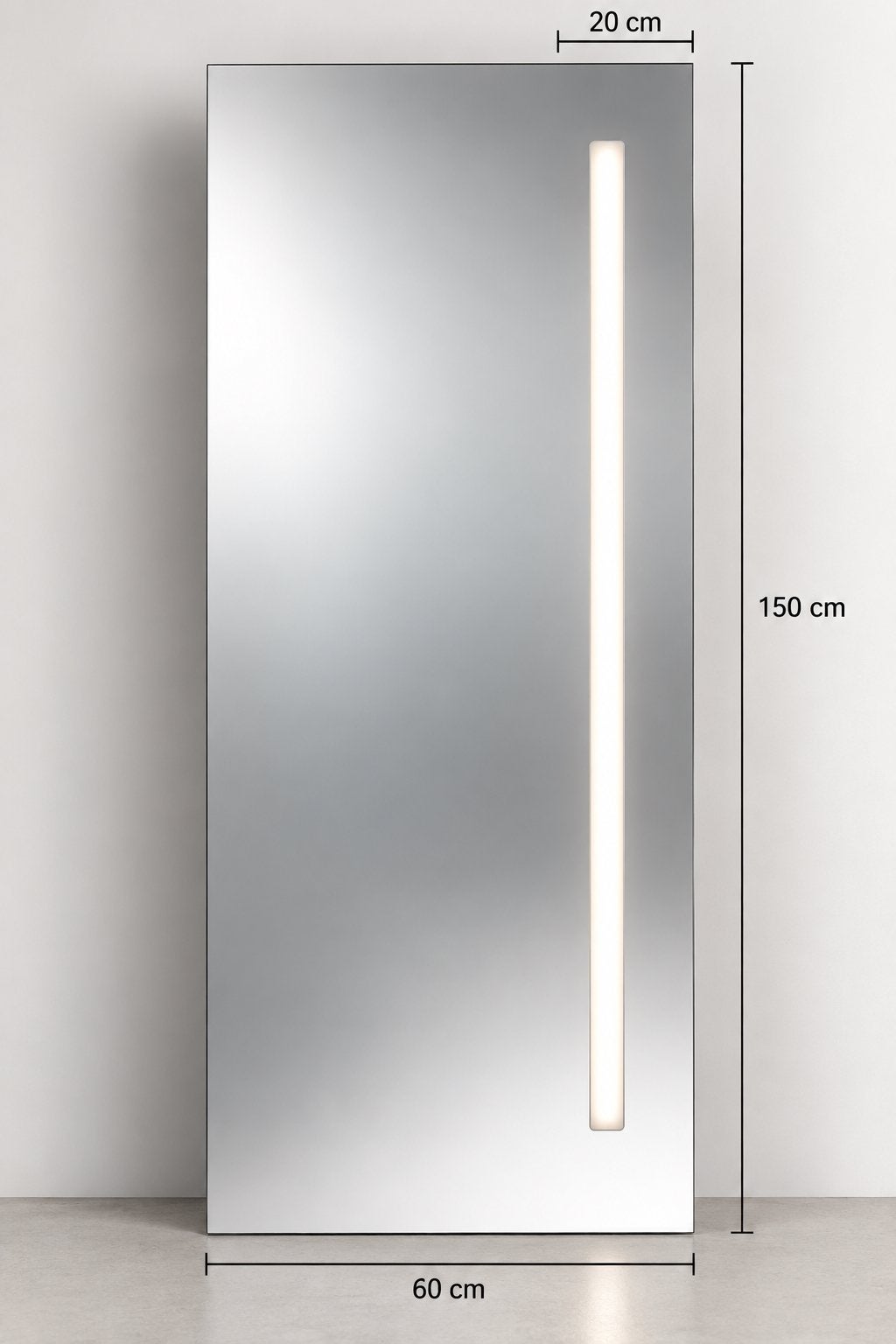 Spiegel 60 x 150 cm met geïntegreerde TL verlichting, Huis en Inrichting, Ophalen, 125 cm of meer, Zo goed als nieuw, Minder dan 100 cm