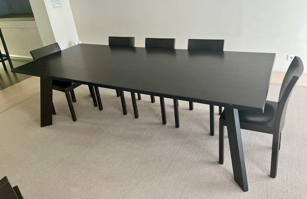 Bulthaup: massief zwart eiken eettafel met 8 stoelen, Huis en Inrichting, Tafels | Eettafels, Ophalen, Zo goed als nieuw