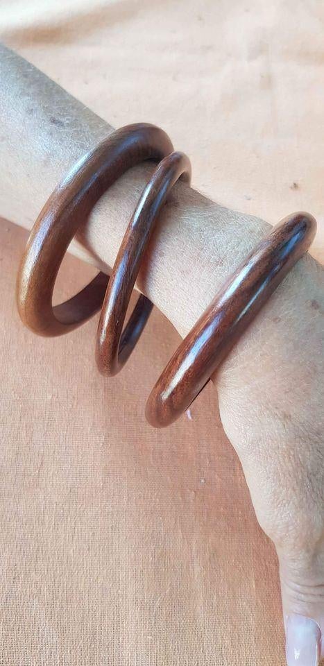 3 bracelets vintage en bois  - état impeccable !!, Handtassen en Accessoires, Armbanden, Ophalen, Zo goed als nieuw, Overige kleuren