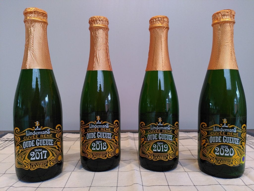 4x Lindemans Cuvée René Oude Gueuze (2017 t.e.m. 2020), Verzamelen, Ophalen of Verzenden, Nieuw, Flesje(s), Overige merken
