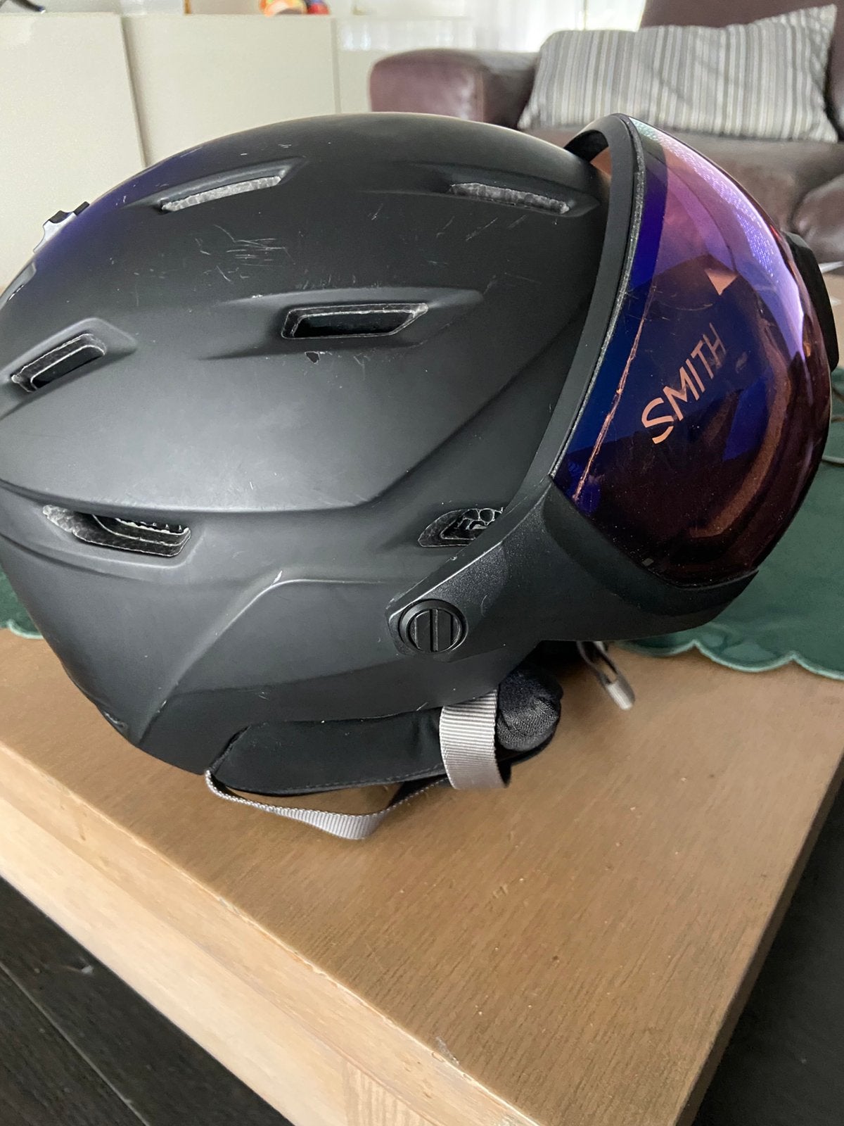 Skihelm SMITH  met geïntegreerd vizier - maat  51-55 -ZGAN, Enlèvement ou Envoi, Comme neuf