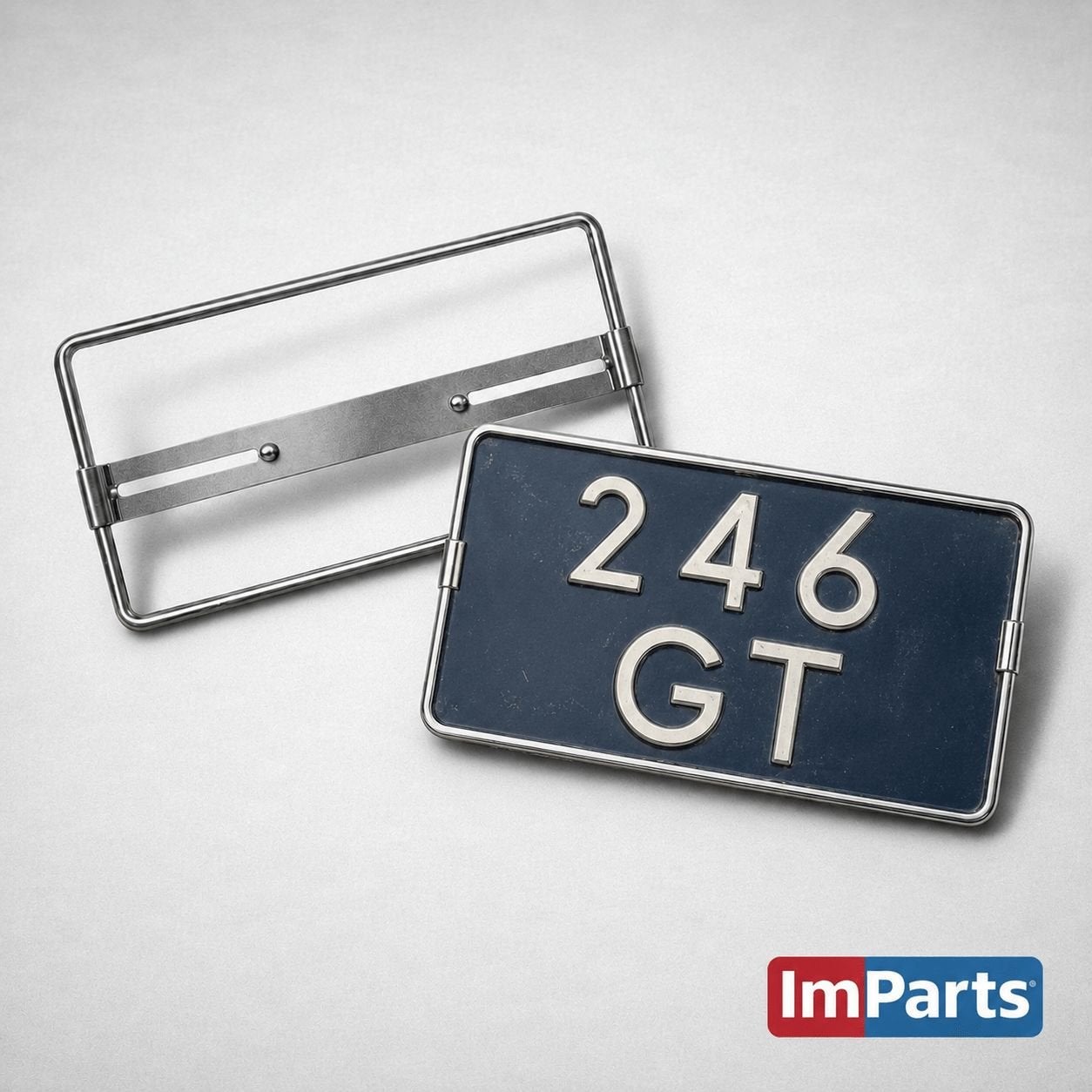 Support de plaque d'immatriculation, chromé. Dimensions : 27, Neuf, -, Alfa Romeo, -
