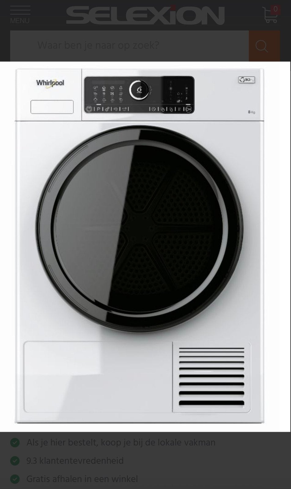 Sèche-linge Whirlpool STU 83EEU 6th Sense, Electroménager, Enlèvement, Comme neuf, Chargeur frontal