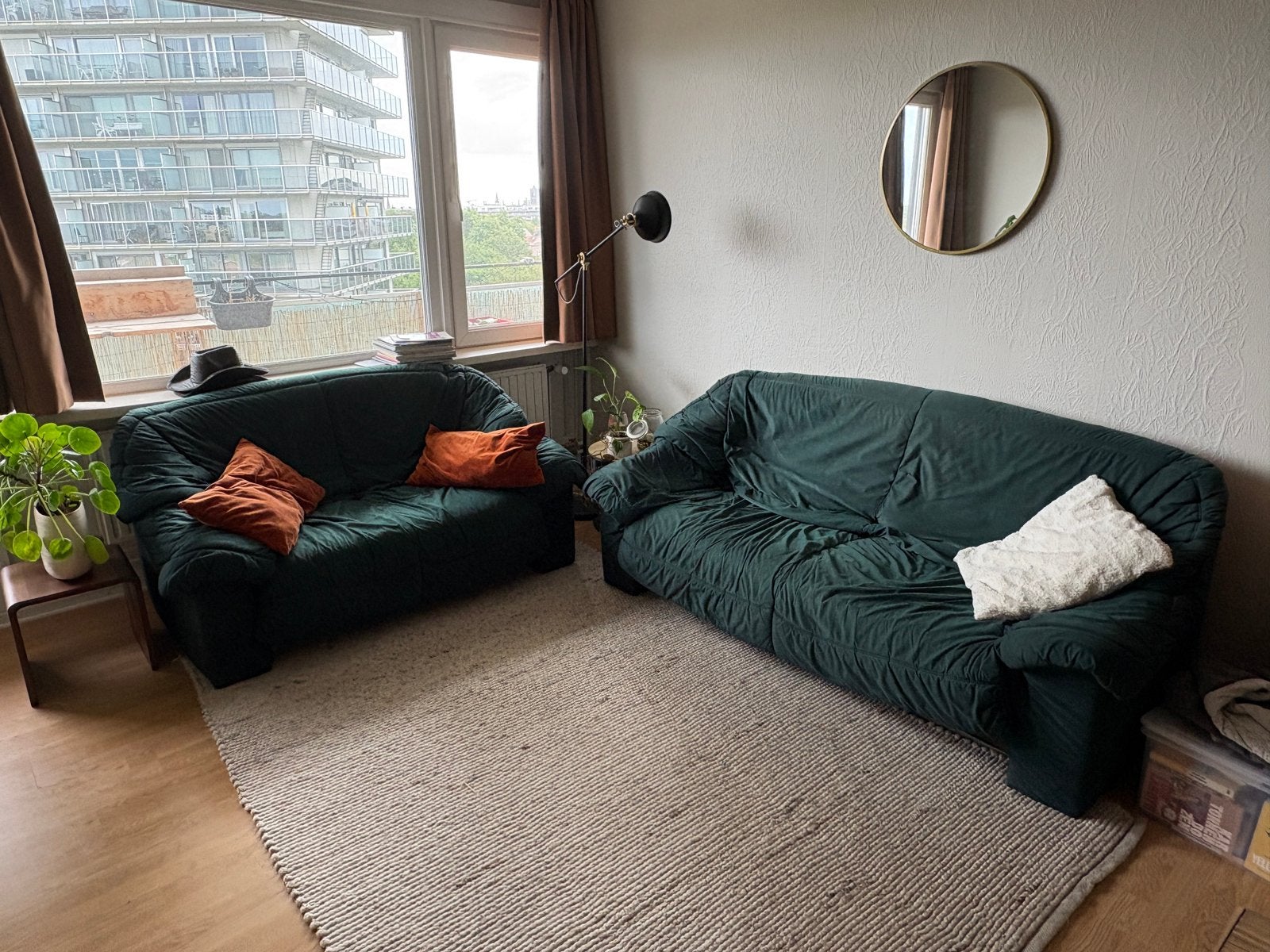 GRATIS Stoffen groene zetels, Maison & Meubles, Canapés | Salons, 75 à 100 cm, Quatre personnes ou plus, Enlèvement, Utilisé