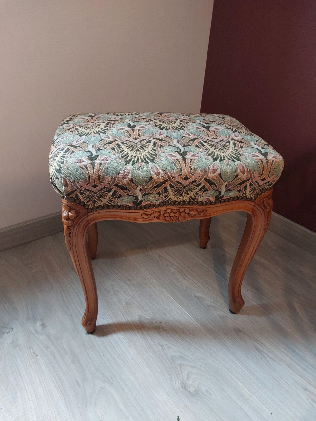 tabouret bois/tissu tapisserie, Maison & Meubles, Enlèvement, Bois