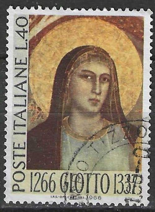 Italie 1966 - Yvert 957 - Giotto di Bondone - 40 l. (ST), Timbres & Monnaies, Timbres | Europe | Italie, Envoi, Affranchi