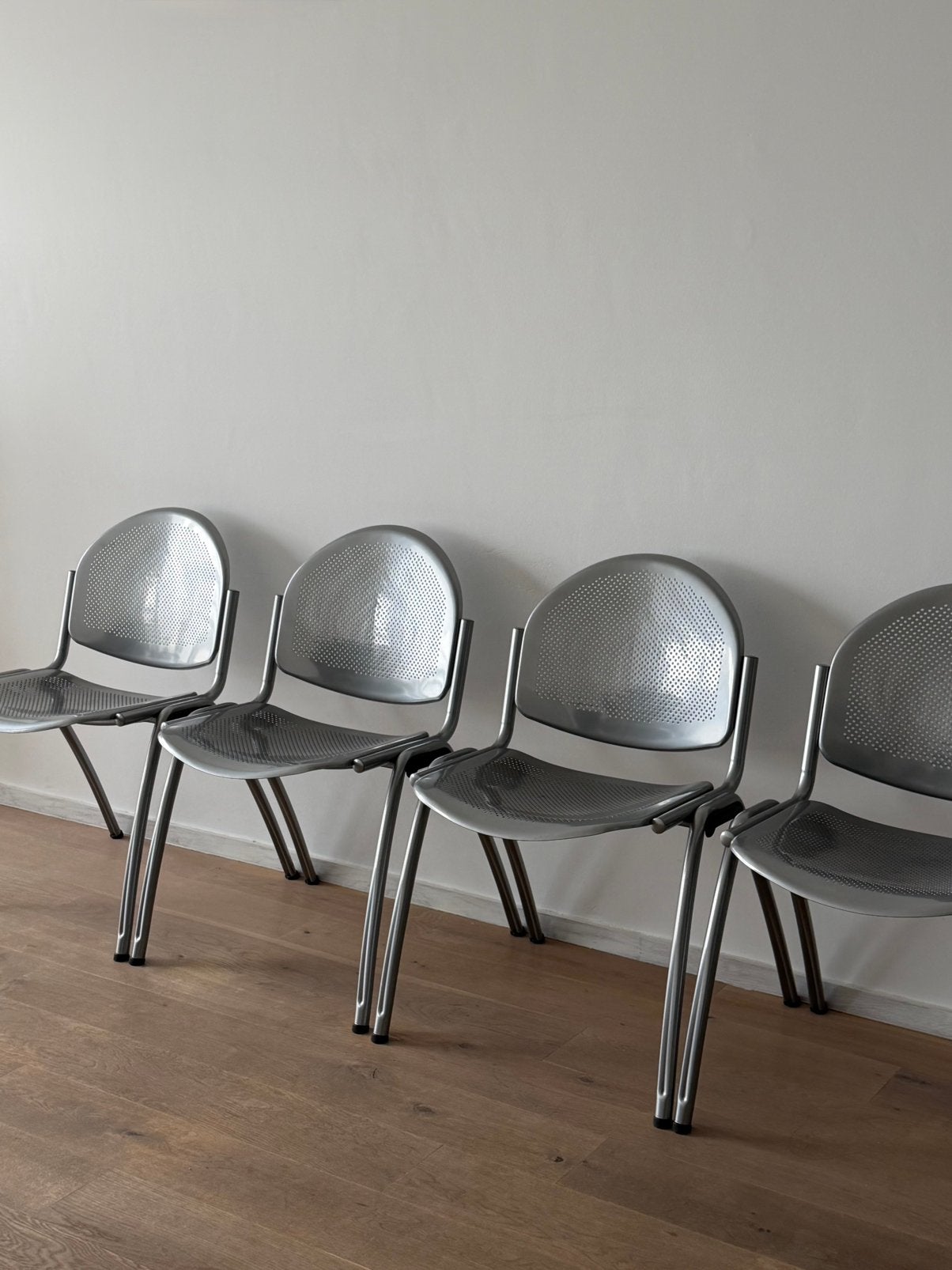 Set van 4 vintage chroom eetkamerstoelen, Ophalen, Zo goed als nieuw