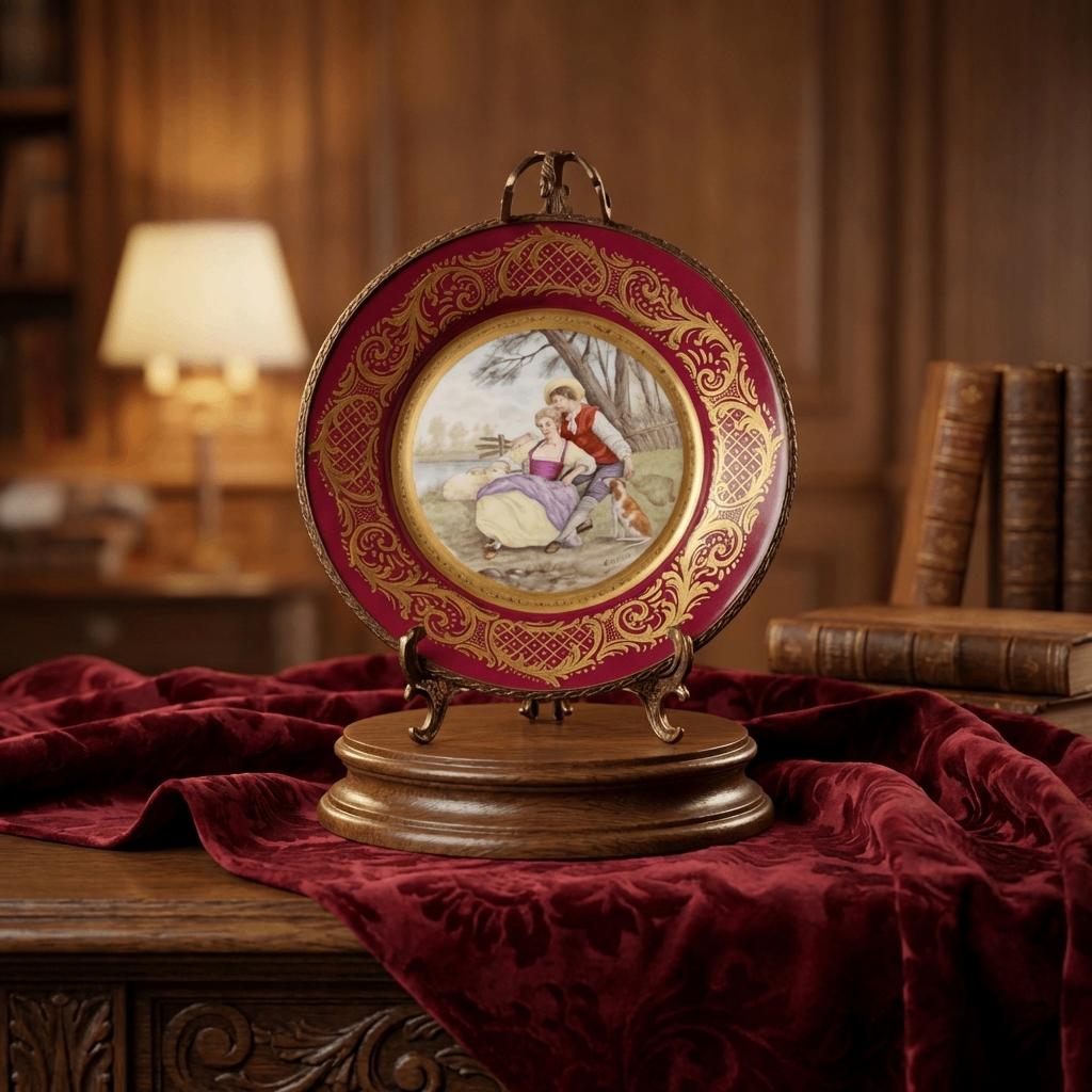 Plat de Collection en Porcelaine de Style Sèvres, Antiek en Kunst, Antiek | Porselein, Ophalen of Verzenden