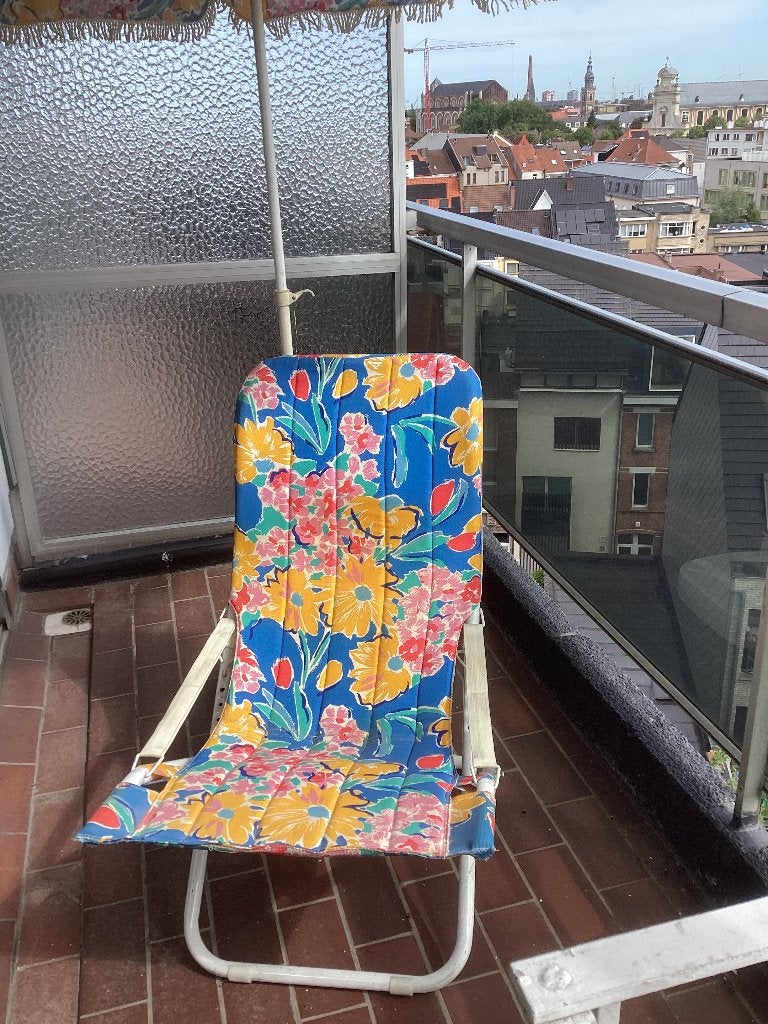 Strandzetel en paraplu vintage, Huis en Inrichting, Zetels | Zetels en Chaises Longues, Ophalen, Zo goed als nieuw, Overige materialen