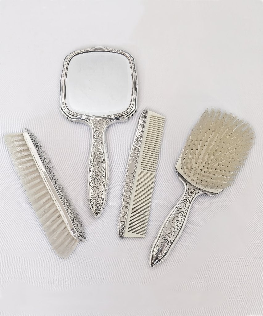 Ensemble de coiffeuse en argent 800/835, Antiquités & Art, Enlèvement ou Envoi, Argent