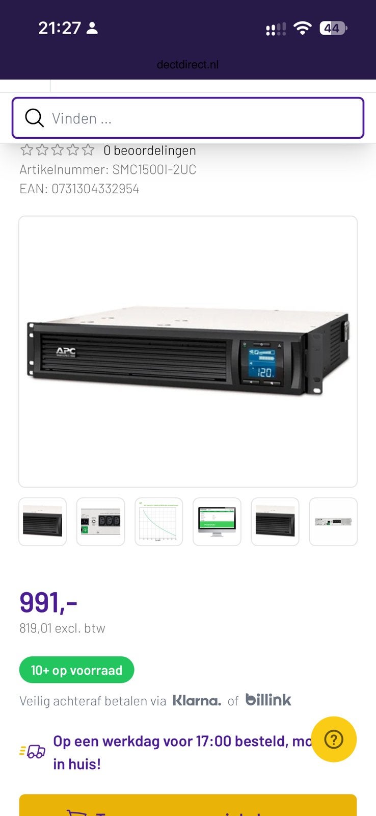 Onduleur APC Smart-UPS 1500 VA / 1000 W, rack 19" 2U, Informatique & Logiciels, Enlèvement ou Envoi, Comme neuf