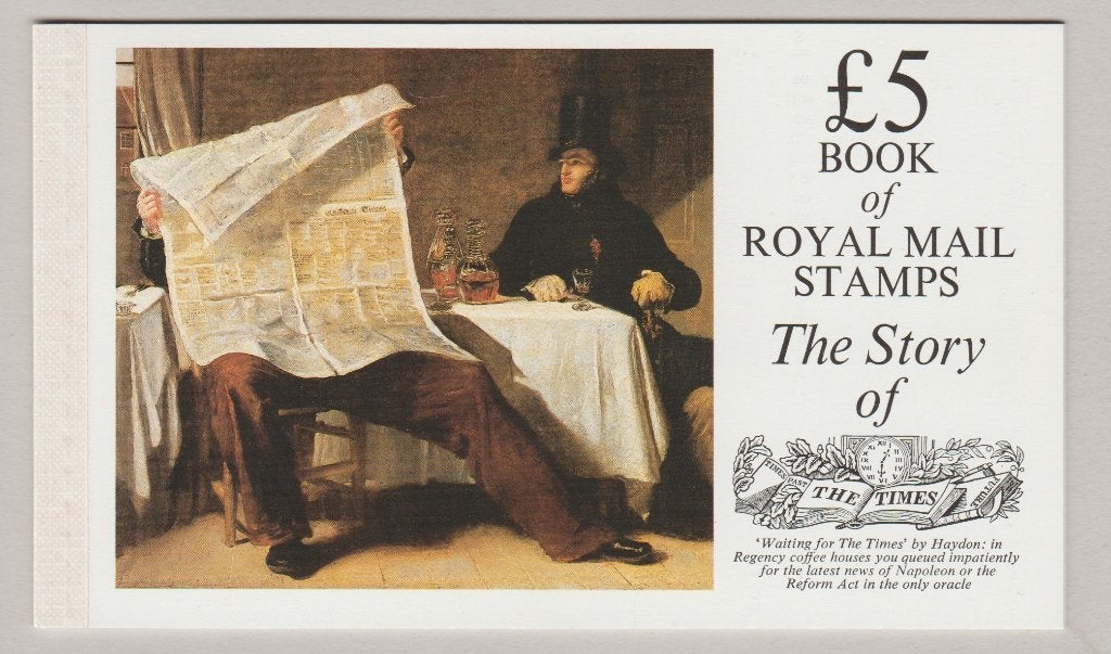 GB 1985  £5 Carnet Prestige SG DX6 The Times Newspaper **, Envoi, Non oblitéré