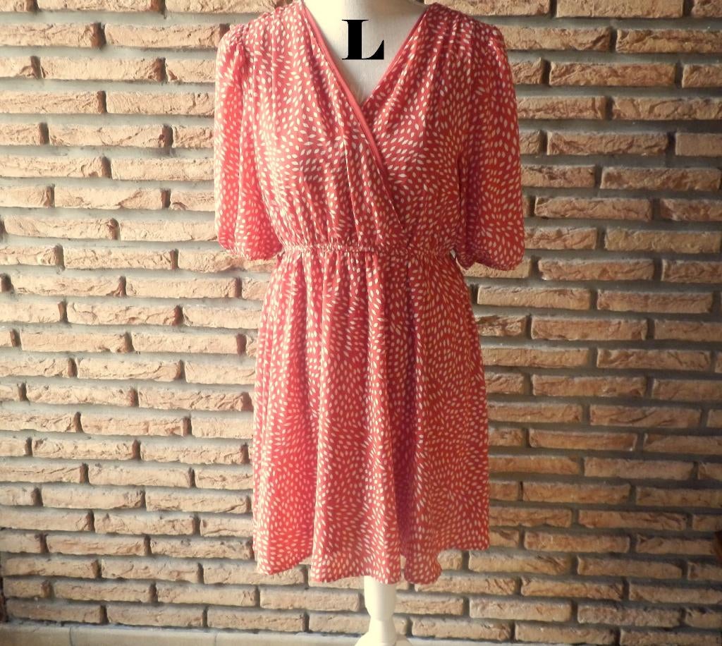 (31)- robe femme t.40 rouge blanc - tenki -, Maat 38/40 (M), Ophalen of Verzenden, Zo goed als nieuw, Knielengte