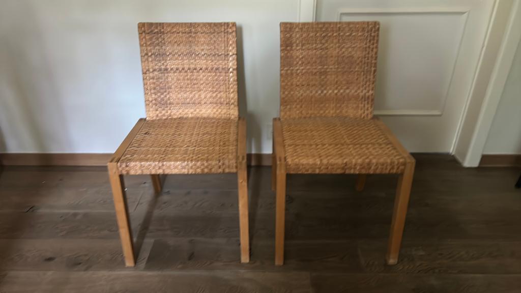 Gratis 2 rieten stoelen, Maison & Meubles, Chaises, Osier ou Rotin, Enlèvement, Utilisé, Deux