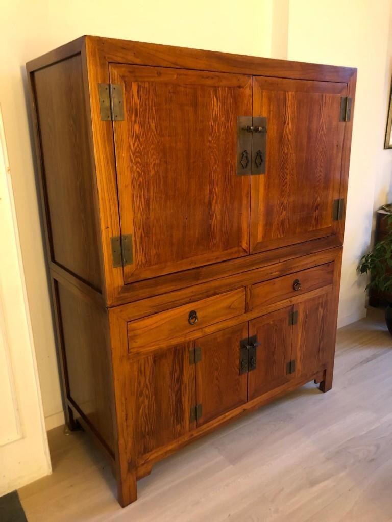 Armoire - vaisselier (ou autre) en bois asiatique, Huis en Inrichting, Kasten | Buffetkasten, Zo goed als nieuw, 150 tot 200 cm