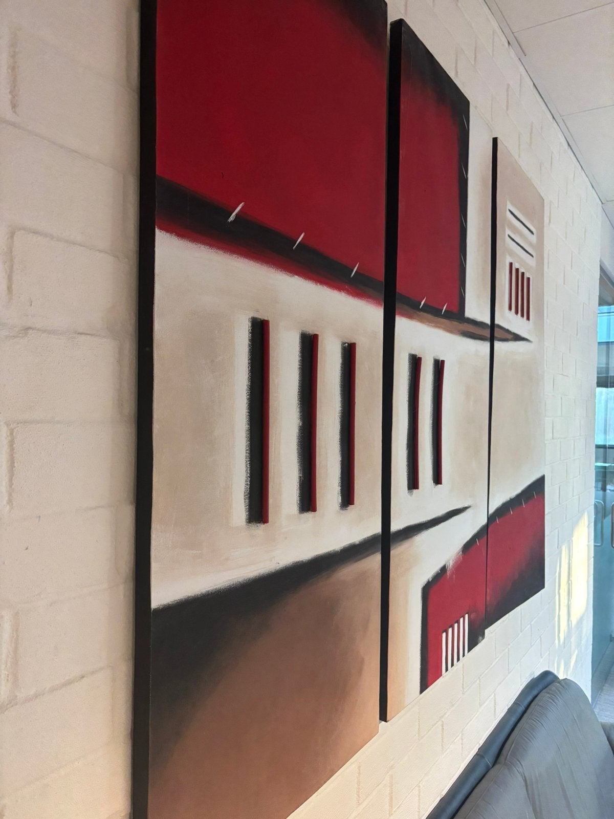 3 delig hedebdaags/modern schilderij, Antiek en Kunst, Kunst | Schilderijen | Modern, Ophalen, Met textuur, Abstract