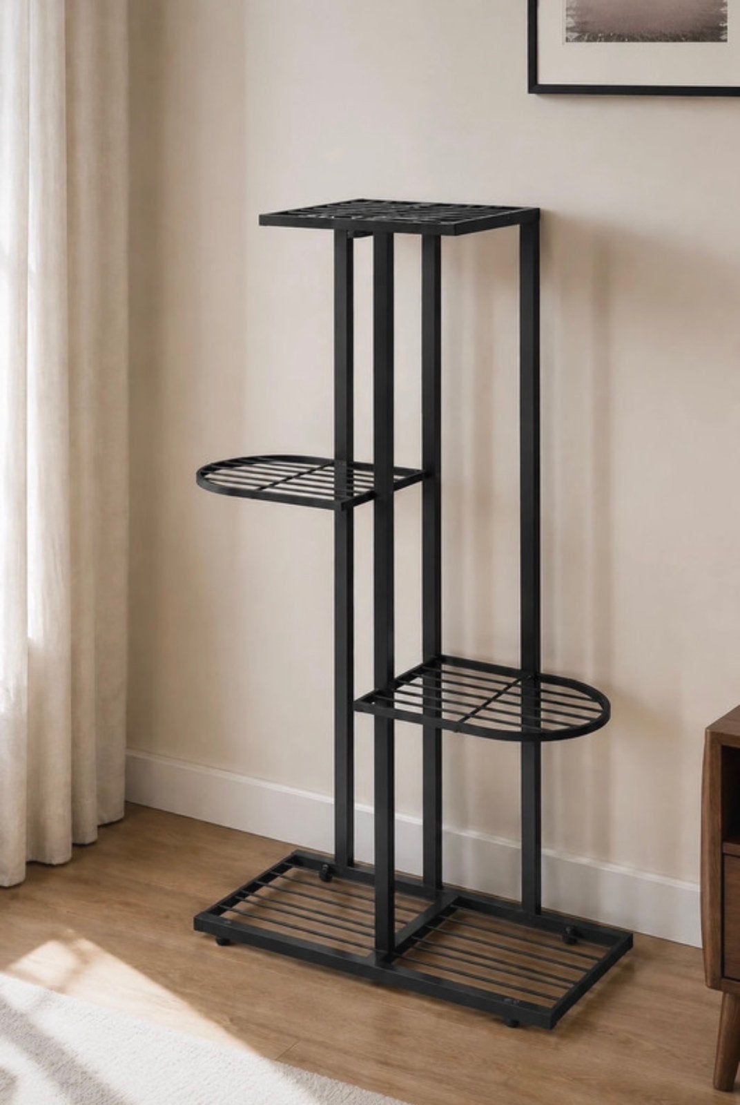 Support de plantes en métal noir - 4 niveaux, Maison & Meubles, Enlèvement ou Envoi, Comme neuf