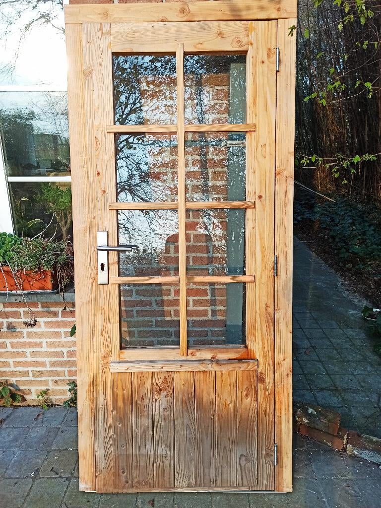 Deur en drie ramen voor tuinhuis, Tuin en Terras, Ophalen, 3 ramen of meer, Overige typen, Zo goed als nieuw
